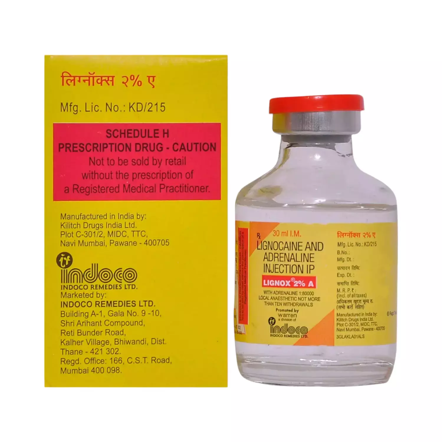Injection IP-2% (30ml) - Lignox by Indoco Warren — buy wholesale in Hyderabad