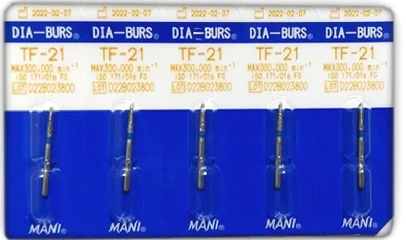 Mani Diamond Burs (Taper Fissure) TF Series Regular Shank thumbnail 3