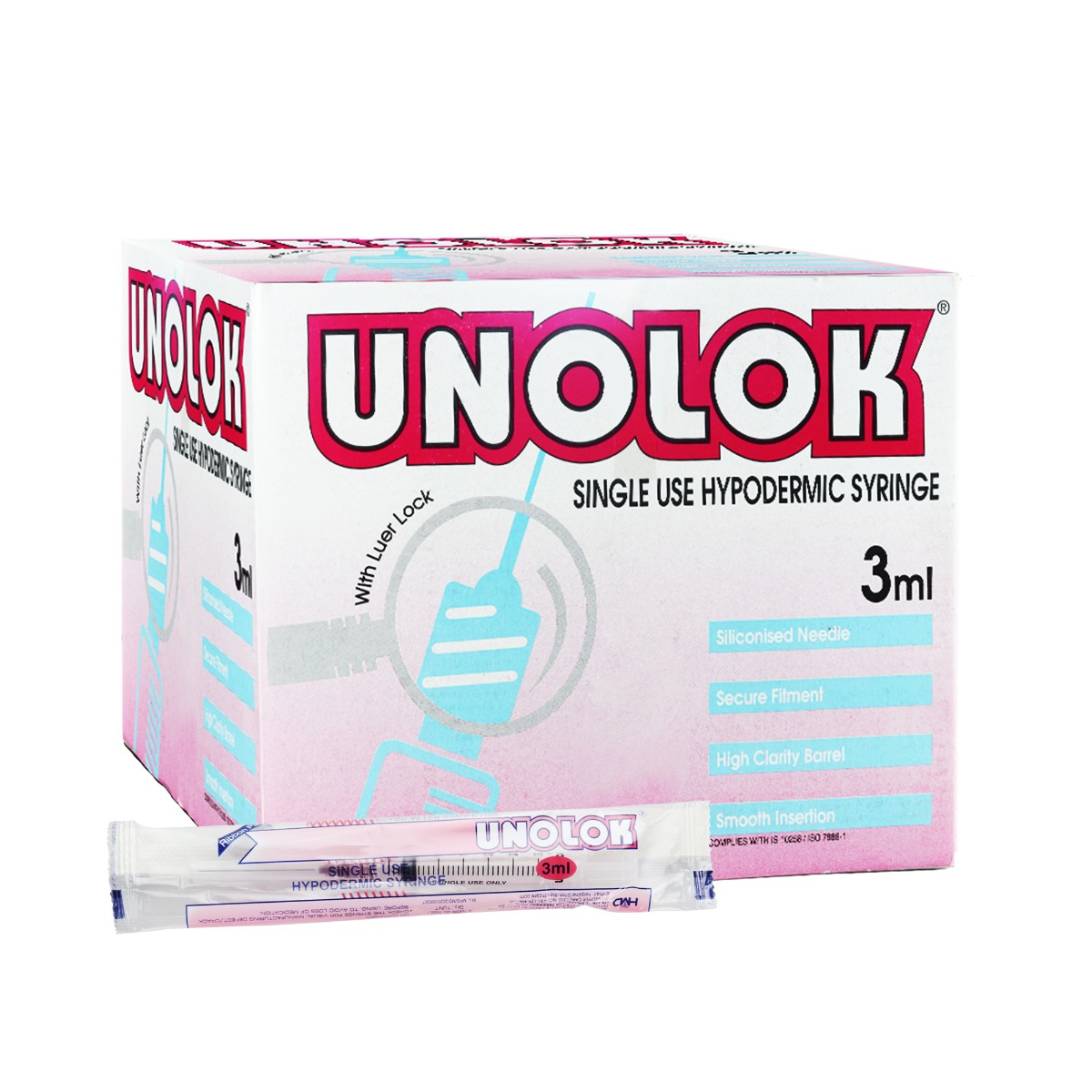 HMD Unolok 3ml Syringe with Needle - 24G (Pack of 100) product image