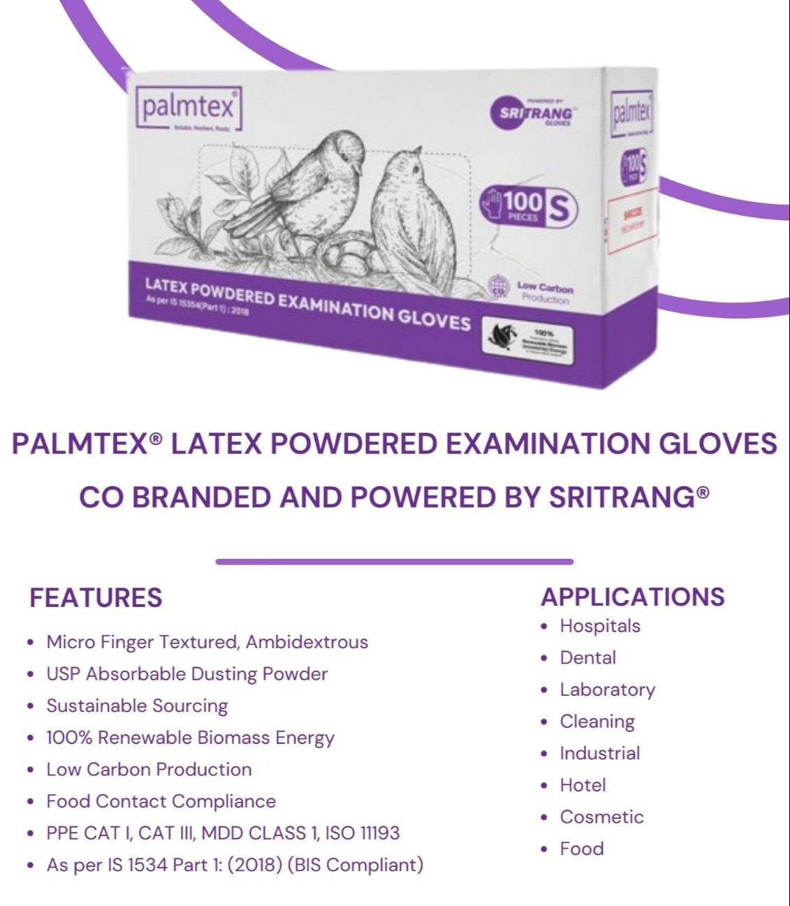 Palmtex Latex Examination Gloves White (100 pcs) thumbnail 2