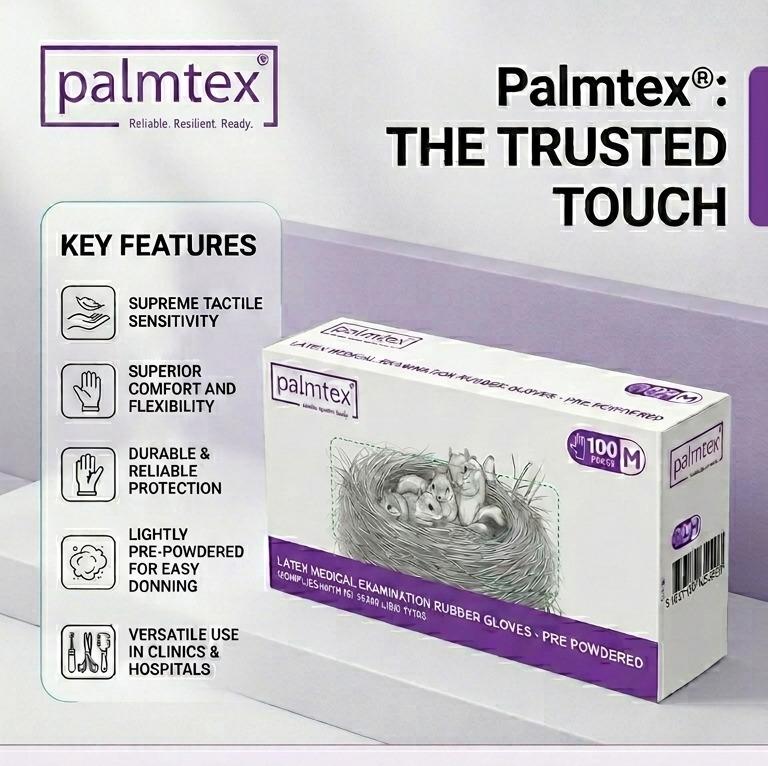 Palmtex Latex Examination Gloves White (100 pcs) thumbnail 3