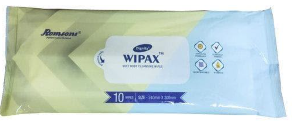 Romson Dignity Wipax Adult Body Cleaning Bed Bath Wipes (Pack of 10pcs) by Romson Dignity โ buy wholesale in Hyderabad